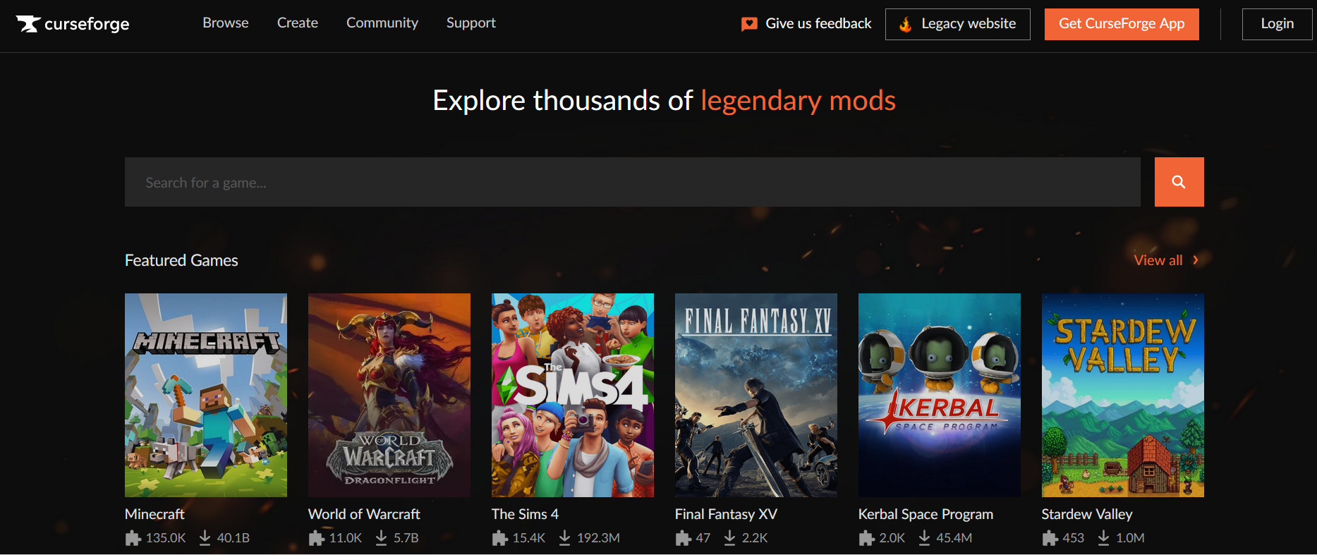 CurseForge，全球最大的游戏MOD模组资源下载站
